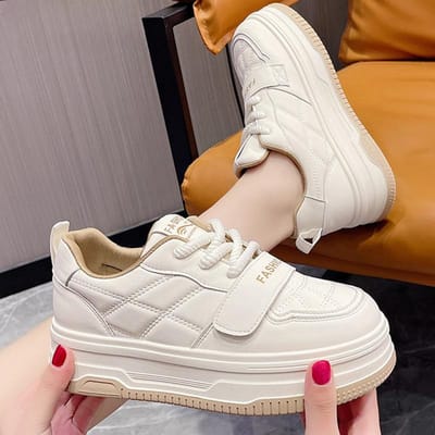 Leren Kleine Witte Schoenen Damesschoenen Lente en Zomer Nieuwe Dikke Zolen Verhogende Board Schoenen Veelzijdige Casual Sportschoenen Dames 40 black