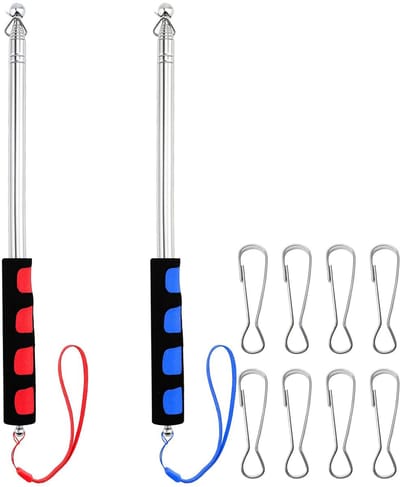 Dailygoods- Vlaggenstok 1,60m - Telescopisch - Roestvrij staal - Draagbaar - Verstelbaar - Geschikt voor professioneel gebruik - Vlaggenmast