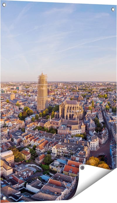 Gards Tuinposter Utrecht vanuit de Lucht - 60x90 cm - Tuindoek - Tuindecoratie - Wanddecoratie buiten - Tuinschilderij