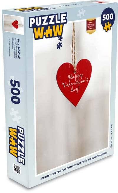 Puzzel Een hartje met de tekst happy valentines day voor valentijn - Legpuzzel - Puzzel 500 stukjes