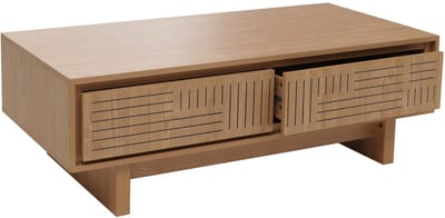Salontafel MCW-O33, salontafel woonkamer bijzettafel, 2 lades 2 vakken, melamine 40x120x60cm ~ elme naturel