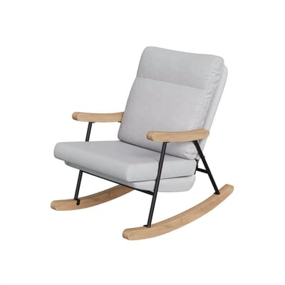 Schommelstoel – Voor Woonkamer en Slaapkamer – Ontspannende Fauteuil met Kussen en Rugleuning – Katoen-Linnen Stof – Lichtgrijs