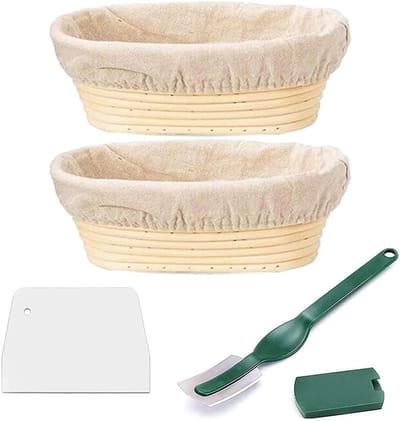Brood Rijs Manden - Zuurdeeg Bakvorm - Brood Bakken - Natuurlijke Rasp - 22 cm Diameter - Natuurlijk