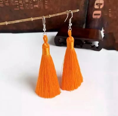 Akyol - Oorhangers – Oranje oorhangers – kwast oorbellen - ek oorbellen - oorbellen oranje ek – hang oorbellen - oorbellen oranje - festival – oranje oorbellen - cadeau voor vriendin – bohemian -festival oorbellen - bohemian oorbe