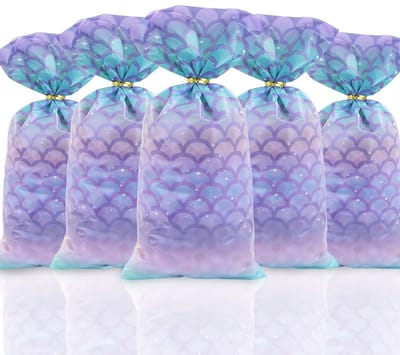 Dailygoods- Feestzakjes 100 Stuks - Zeemeermin Ontwerp - Cadeauzakjes - Snoepzakjes - Goodie Tassen - Verpakking voor Koekjes/Speelgoed - Maat 12,5x27,5 cm - Candy Bags