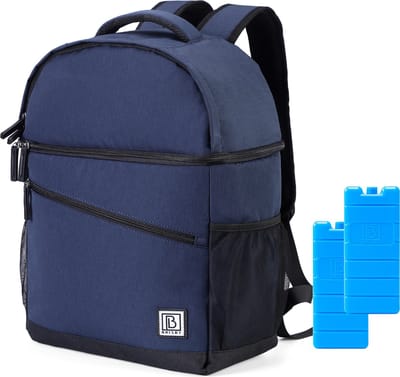 Brisby 4 Laags Geïsoleerde Koeltas Rugzak - 25 Liter - Met handige vakken voor Bestek en Essentials - Waterafstotend Materiaal - Blauw / 25 Liter - Blauw