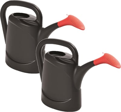 Prosperplast Gieter met broeskop - 2x stuks - zwart - kunststof - 10 liter - voor buiten