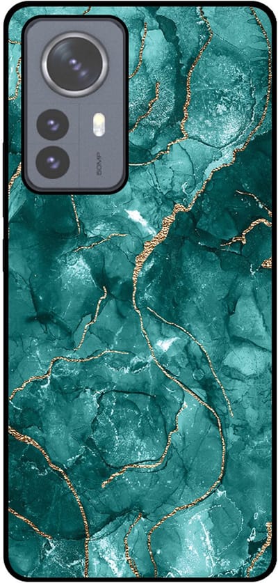 Smartphonica Telefoonhoesje Geschikt voor Xiaomi 12 Pro met marmer opdruk - TPU backcover case marble design - Goud Groen geschikt voor Xiaomi 12 Pro