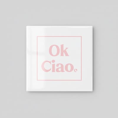 Ok Ciao Minimalistische Quote Keramische Tegel – Zacht Roze Moderne Wanddecoratie – 15 x 15 cm