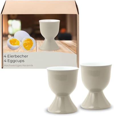 Eierdopjes Set - Eierhouders Keramiek - Ontbijttafel Aankleden - Vaatwasmachinebestendig - Diameter 5x7cm - Taupe