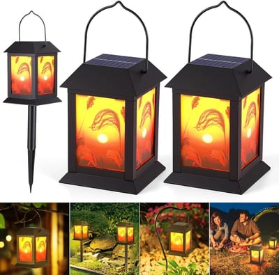 Solar Tuinverlichting - 2 Stuks Waterdichte LED Buitenlampen voor Pad, Oprit en Tuin Decoratie met Paal en Hangoog