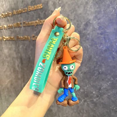 Planten vs. Zombies Sleutelhanger Anime Klassiek Spel Monster Erwten Karakter Zonnebloem Sleutelhanger Tas Hanger Kinder Speelgoed Cadeaus Vrienden beige