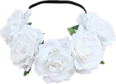 Bloemen haarband wit