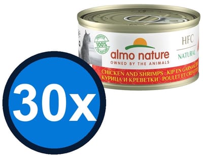 30x Almo Nature HFC - Kip & Garnaaltjes - Kattenvoer Natvoer - 70g
