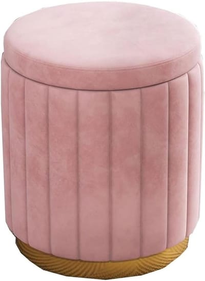 Gestoffeerde Kruk - Zitpoef Voetenbank - Extra Zitplek - Geen Installatie - 34x44cm - Roze