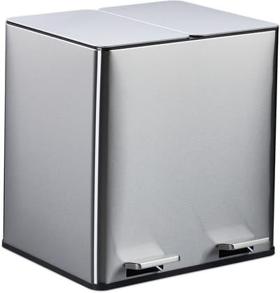 prullenbak 2 x 15 liter - afvalscheiding - binnenemmers - rvs