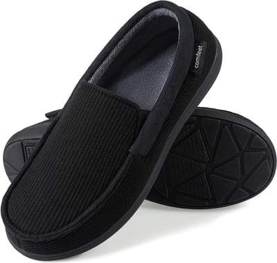 Pantoffels Heren - Sloffen - Mocassins - Zwart - Anti-slip - Maat 44/45 - Comfeet