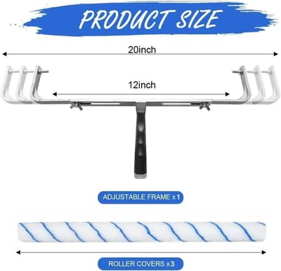 Verfroller Frameset 4 Stuks - Verstelbaar 30-45 cm Verfroller Frame met Microvezel Mouwen
