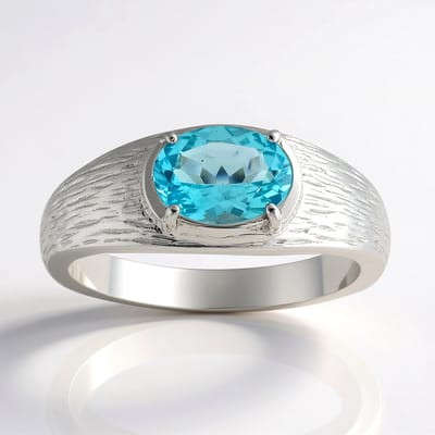 Cavill - Zilveren Ring 925 Sterling Zilver Gerhodineerd - Blauwe Apatiet 1,02 ct Ovaal - Stijlvolle Damesring 8x6 mm - Edelstenen Ring