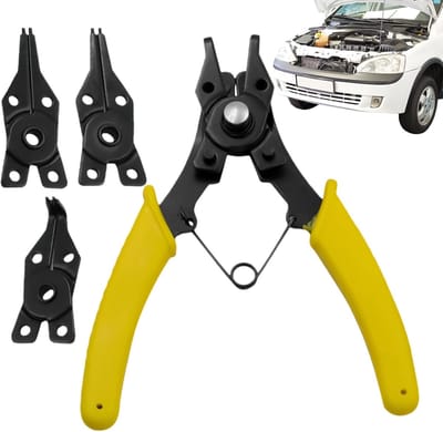 Ringtang Set - Borgringtang 4-in-1 - Reparatie & Onderhoud - Geharde Koppen Precisie - 14x11x1.3cm - Geel
