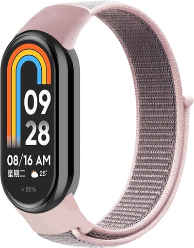 Nylon bandje - geschikt voor Xiaomi Mi Band 10 / 9 / 8 / Xiaomi Smart Band 10 / 9 / 8 - zandroze