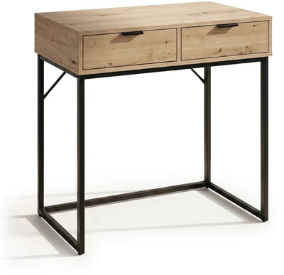 Consoletafel ELANO / Loftstijl / Industrieel / Haltafel / Sidetable met 2 Lades / 80x35x80 cm / Artisan Eiken