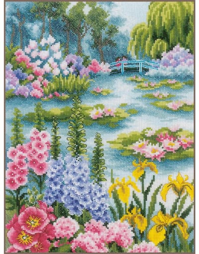 Lanarte Borduurpakket - Borduurset - Borduurpakket volwassenen - Telpakket kit - 24 x 33cm - Bij de waterlelievijver - PN-0200908