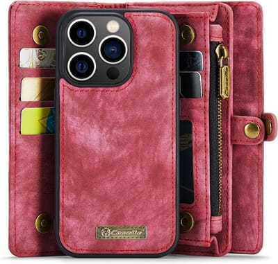 CaseMe Hoesje - Geschikt voor iPhone 15 Pro Hoesje - CaseMe 008 2-in-1 Book Case & Back Cover met Portemonnee - Pink