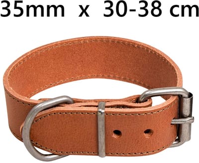Animal Boulevard Ab30562 - Hals- En Leibanden - Hond - Ab Waxed Leather Halsband Cognac-35mmx30-38cm - Maat: 35mmx30-38cm