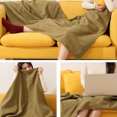 Verwarmde deken - USB sjaal - Comfort onderweg - Drie temperatuurstanden - 150 x 80 cm - Beige
