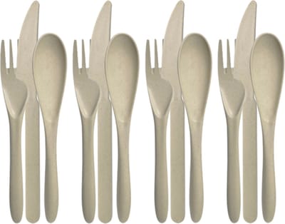 green-goose® Bio-based Bestek - 4 Sets - Creme - Duurzaam Bioplastic Bestek voor School, Picknick, Vakantie, Camping - Vaatwasserbestendig - 100% biologisch afbreekbaar tarwegras - BPA-vrij
