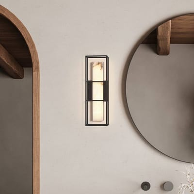 Quintiesse LED buiten wandlamp BLAKLEY zwart/alabaster hoogte 41 cm IP44