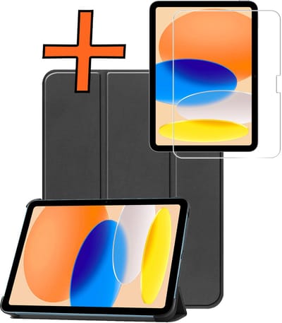 Hoesje - Geschikt voor Apple iPad A16/A18 (2025/2026) - 11 inch (11e & 12e generatie) - Met Screenprotector - Trifold Bookcase - Hard Cover - Hardcover Book Case - Tablet Hoes - Zwart