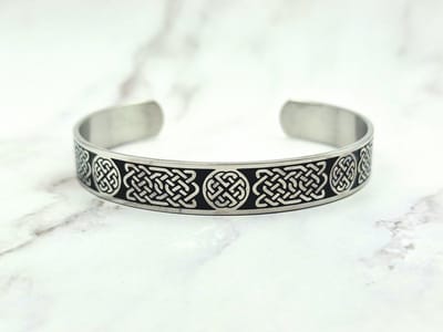Mei's - Muse Celtic Strength - armband heren - RVS zilver/zwart - polsmaat verstelbaar
