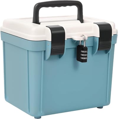Opbergdoos Met Slot - Draagbare Kluis - Veilige Opslag - Dubbel Beveiligd - 4 Liter Capaciteit - Blauw