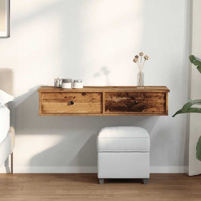 vidaXL - Wandschap - met - lades - 100x37,5x19 - cm - bewerkt - hout - oud - houtkleurig