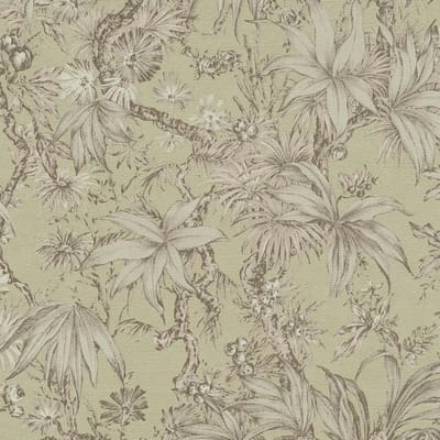 Exclusief luxe behang Profhome 790475-GU vliesbehang hardvinyl warmdruk in reliëf licht gestructureerd met bloemmotief en metallic effect groen olijfgrijs beigegrijs 5,33 m2
