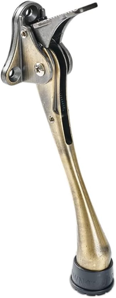 Kickdown deurstopper - Deurstop - 17.5cm - Deurstopperhouder - Meubelaccessoires - Deurvastzetters voor buiten - Kick-omlaag Deurstandaard - Hoogte verstelbare - Met rubberen voet en schroeven - Zinklegering - Bronzen