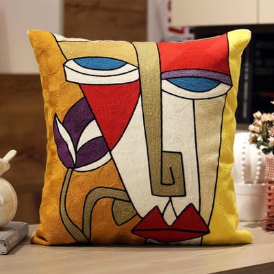 Résumé Van Gogh Miaou Broderie Complète Broderie Picasso Housse de Coussin Chevet Voiture Coussin 45 * 45Cm (Pillowcase)