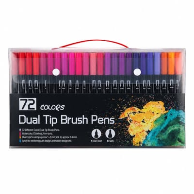 Aquarelmarkers - 72 kleuren - Inkt op waterbasis - Dubbele punt met zachte punt en fijne lijn - Geschenkverpakking