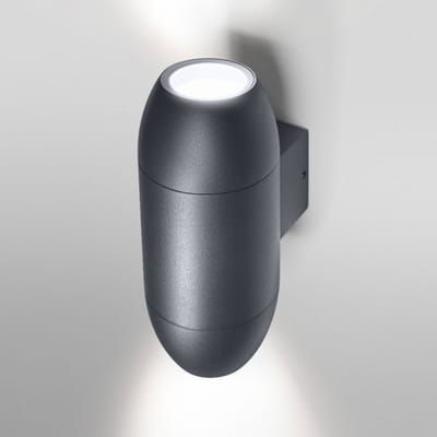 OSRAM buitenwandlamp Up/Down GU10, ovale aluminium behuizing in donkergrijs RAL7016, IP44 bescherming & IK03, wandlamp voor gevels en entrees