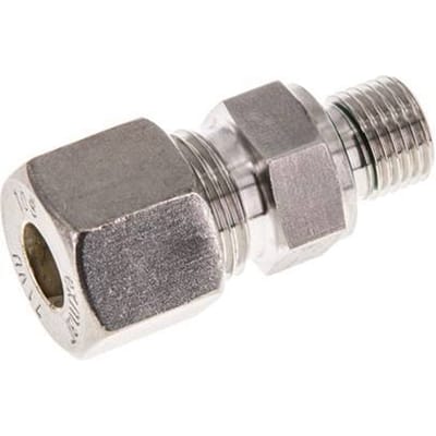 G 1/4'' Buitendraad x 10S RVS Rechte Knelfitting met FKM Afdichting 630 Bar DIN 2353 - FL2S-MO-STFP-014G-10-S