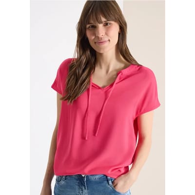 Blouse met korte mouwen en structuurmix