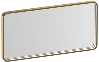 Brauer Sapphire Spiegel - Rechthoekig met Afgeronde Hoeken - 80 cm - met Goud Frame - met Directe LED-Verlichting - Dimbaar en met Kleurfunctie - met Afstandsbediening