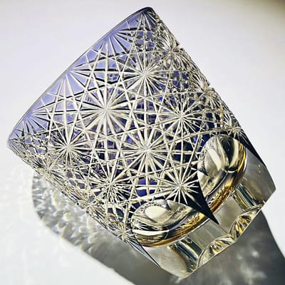 Edo Kiriko-Old Fashioned Whiskey Tumbler, Handgesneden, Loodkristal Glas, Luxe Tumbler, Barware, Nieuw 320ml