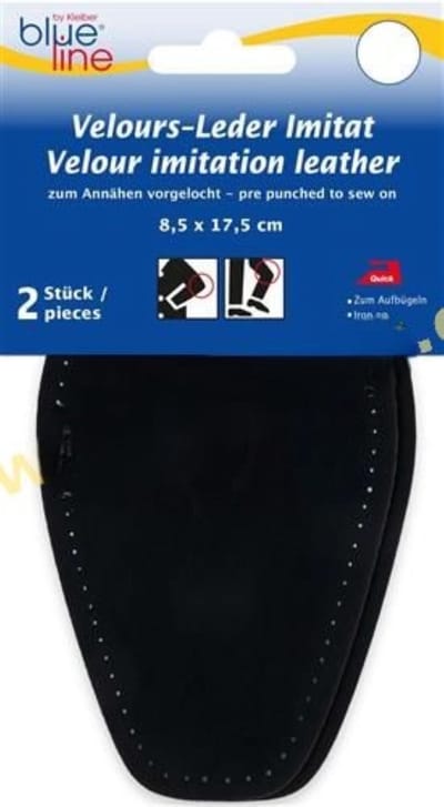 Blueline by Kleiber - elleboogstukken velours imitatie leder leer - zwart black - 1 paar elleboog knie patches - opstrijkbaar en opnaaibaar Merk:Kleiber• •