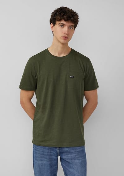 s.Oliver - male - T-shirt in vlamgarenstructuur met borstzak
