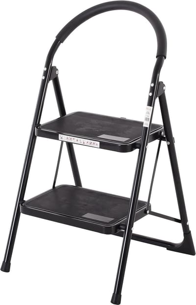 Stellar Huishoudtrap - Trapladder 2 treden - Inklapbaar - Trapladder - Anti Slip - 150 kg Belastbaar - 90 cm Hoog