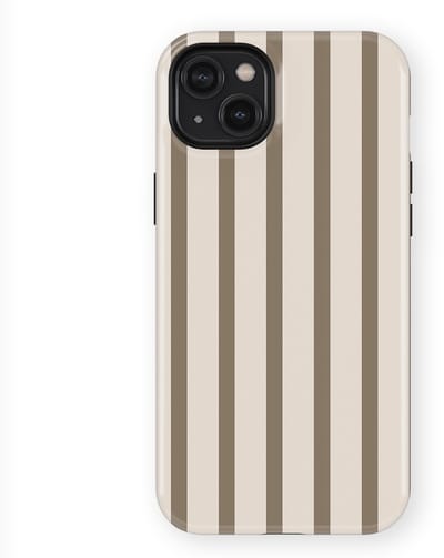 DripCase Gestreept Hoesje geschikt voor iPhone 14 Plus | Backcover met Mag | Stripes Motief | Trendy Case geschikt voor iPhone 14 Plus met Strepen Linen Wood
