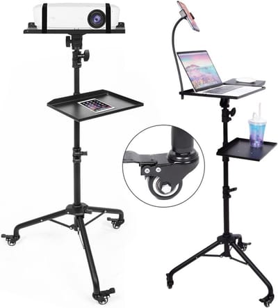 DailySupplies® Projector Statief – Beamer Statief Met Laptop Verdieping – Verstelbaar Standaard – Met Wieltjes - Zwart